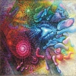 KOSMICK� ZAHRADA - acryl na pl�tn�; 100x100 cm; r. 2005